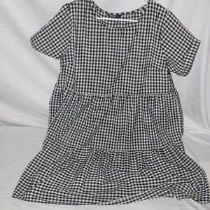 Shein Curve Black White Plaid Blouse Shirt Dress Top Women’s Extra Large 1XL